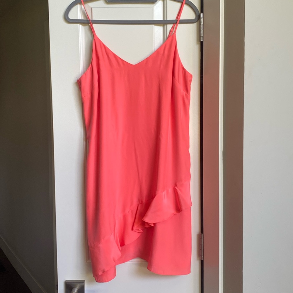 Alice & Trixie silk dress Size L
Rich coral. 
date night, wedding, cocktail etc
